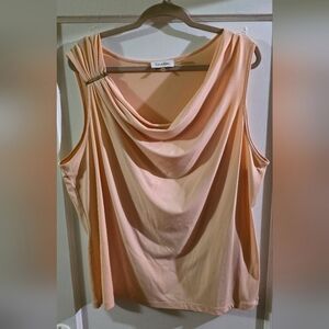 Calvin Klein Asymmetrical Peach colored blouse 2x